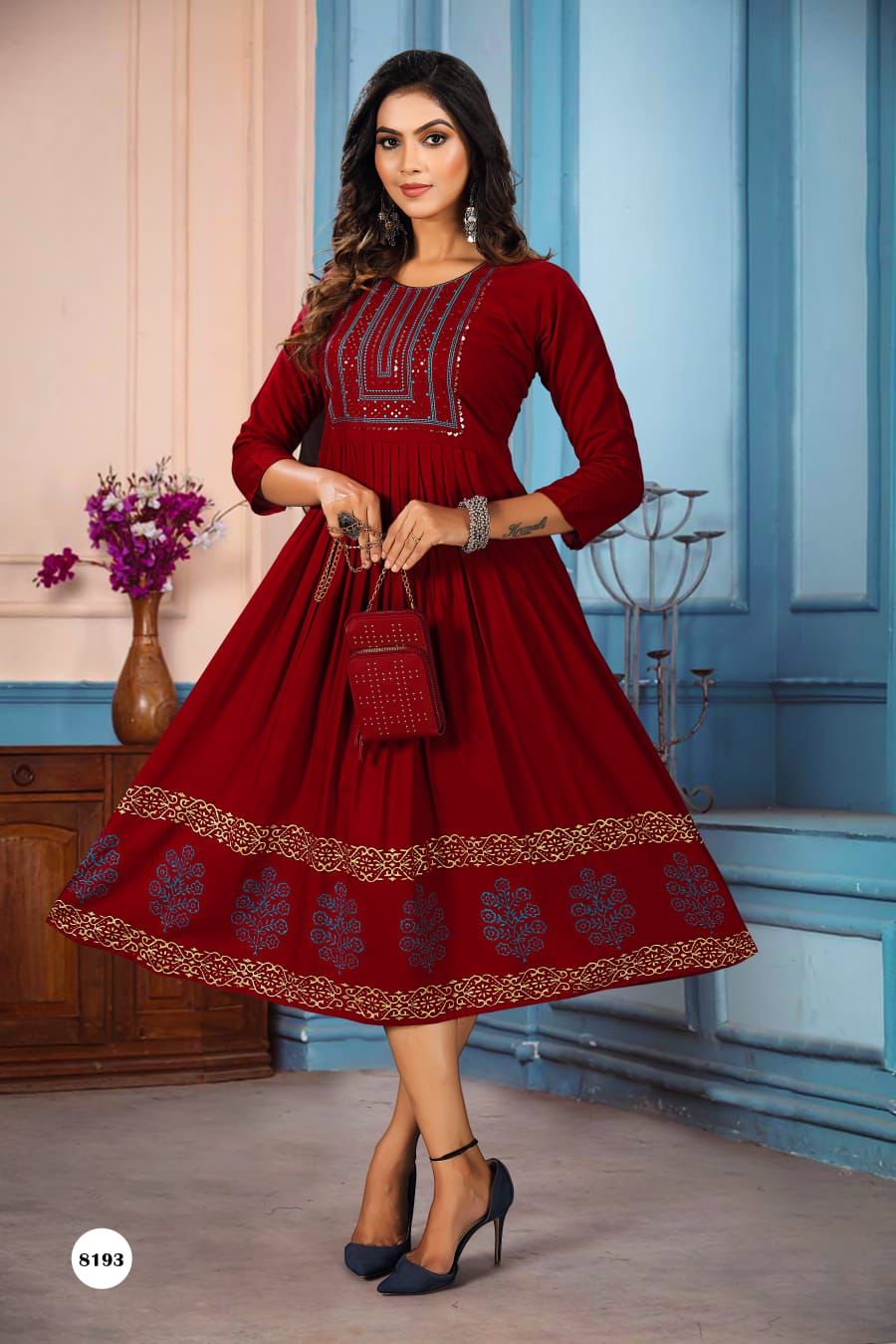 Golden Sejal 1 Fancy Festive Wear Heavy Rayon Designer Anarkali Kurti Collection